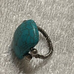 Turquoise Stone Coil Ring - Turquoise Blue Women’s Ring